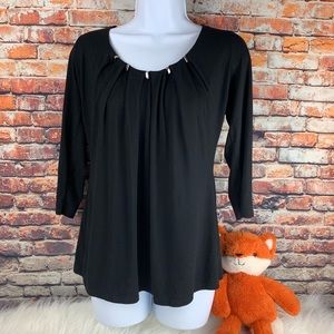 WHBM black embellished top 3/4 sleeve size Medium